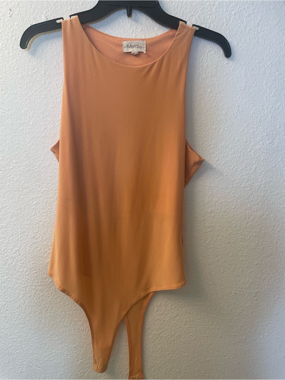 Meraki Sleeveless Peach-Orange Bodysuit Top